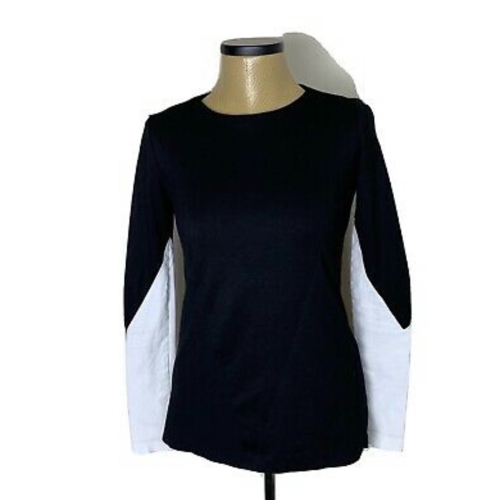 Leeam black top w/ white leather cuffs Size s